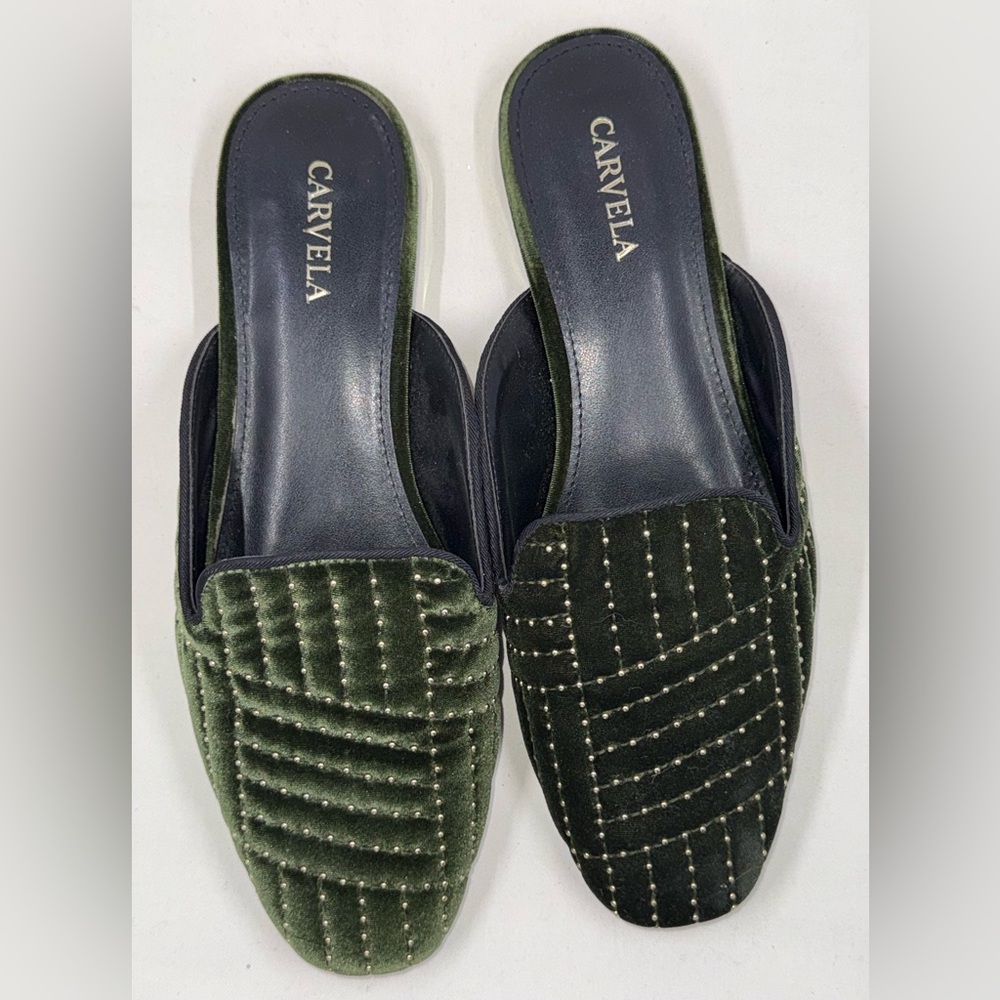 Green Velvet Women's Mules